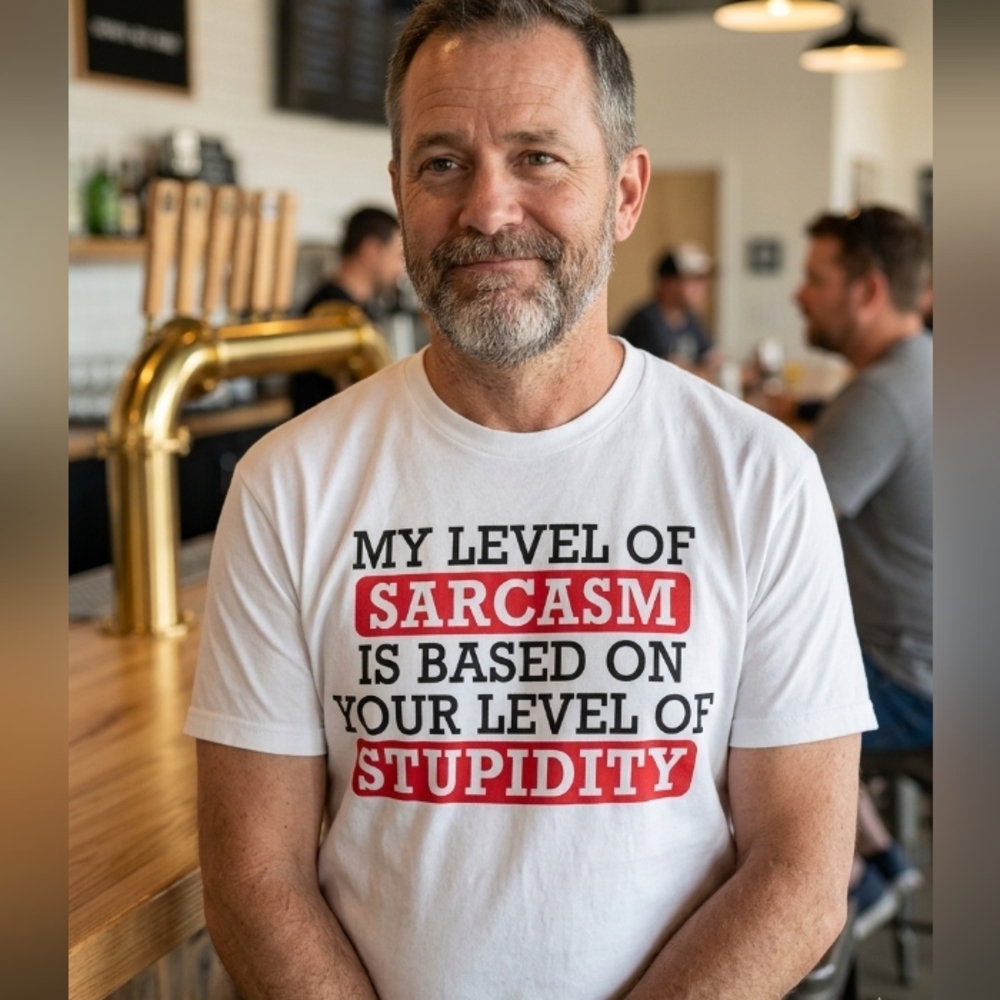 Spencer’s "My Level of Sarcasm" Graphic T-Shirt White Size Medium Novelty Humor